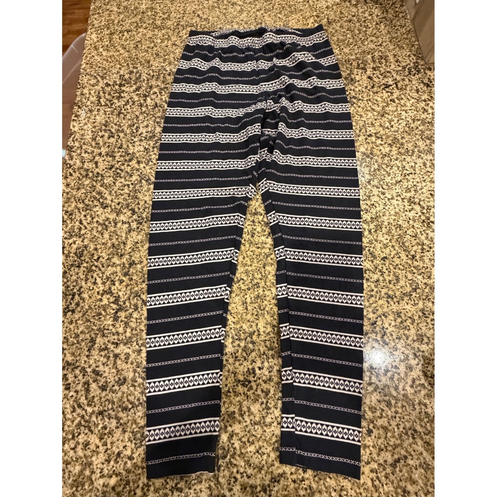Old Navy Womens Large Navy White Fair Isle Geometric Fitted Stretch Leggings